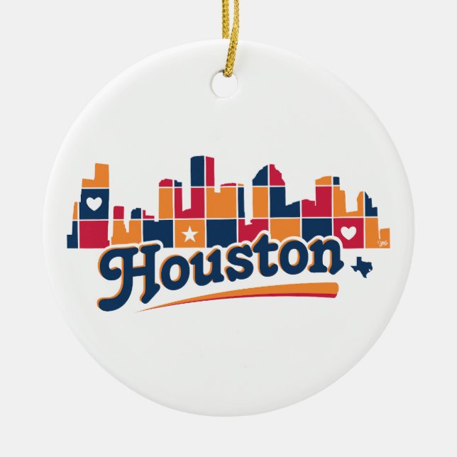 Houston Skyline Patchwork Keramik Ornament (Vorne)