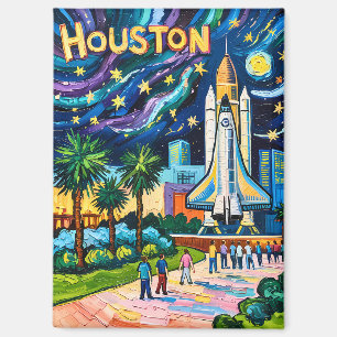 Houston Skyline Space Center Rakete Van Gogh Kinde Magnet