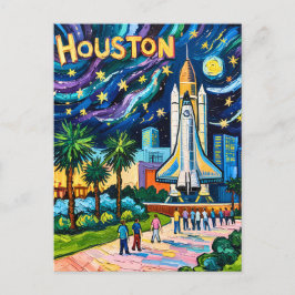 Houston Skyline Space Center Rakete Van Gogh Kinde Postkarte