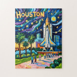 Houston Skyline Space Center Rakete Van Gogh Kinde Puzzle