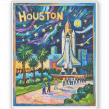 Houston Skyline Space Center Rocket Van Gogh Kids