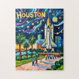 Houston Skyline Space Center Rocket Van Gogh Kids Puzzle
