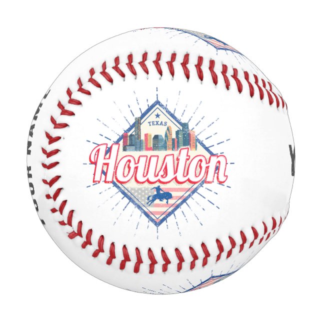 Houston Skyline Texas United Staaten Vintag USA Baseball (Vorderseite Links)