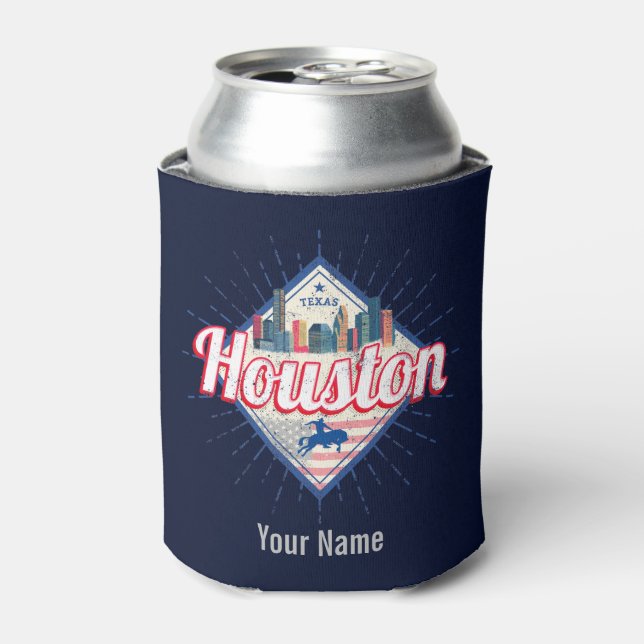 Houston Skyline Texas United Staaten Vintag USA Dosenkühler (Kanne Vorderseite)