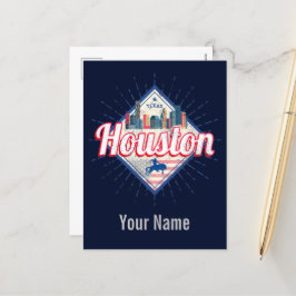 Houston Skyline Texas United Staaten Vintag USA Feiertagspostkarte
