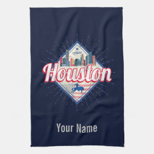 Houston Skyline Texas United Staaten Vintag USA Geschirrtuch