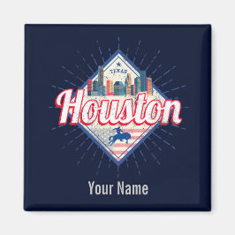 Houston Skyline Texas United Staaten Vintag USA Magnet