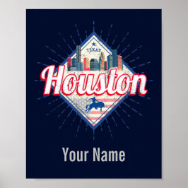 Houston Skyline Texas United Staaten Vintag USA Poster