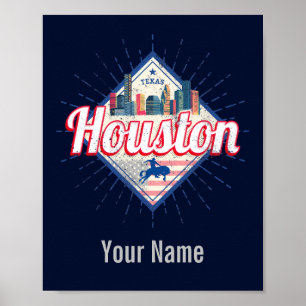 Houston Skyline Texas United Staaten Vintag USA Poster