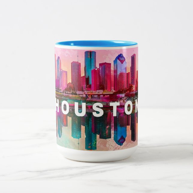 Houston Skyline Urban City Art Zweifarbige Tasse (Mittel)