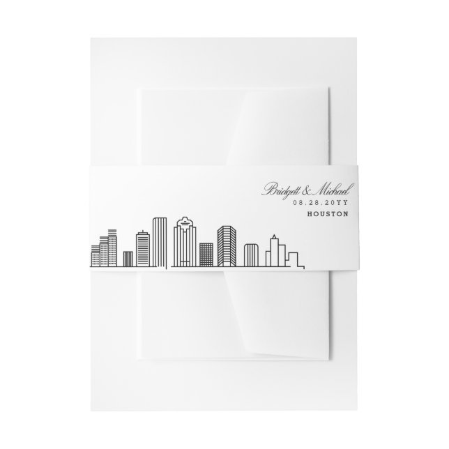 Houston Skyline Wedding | Einladungsbanderole (Vorderseite Beispiel)