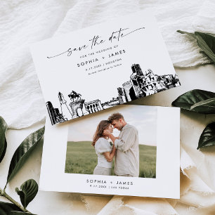 Houston Skyline Wedding Save the Date Card Einladung