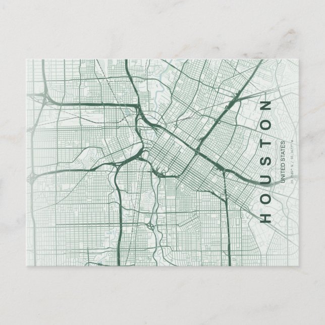 Houston Stadtplan Minimale Postkarte (Vorderseite)
