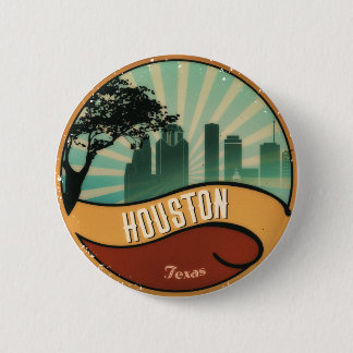 Houston-Stadtskyline-Retro Vintager Knopf Button