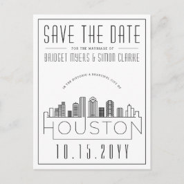 Houston | Stilisierte Skyline Save the Date Postkarte