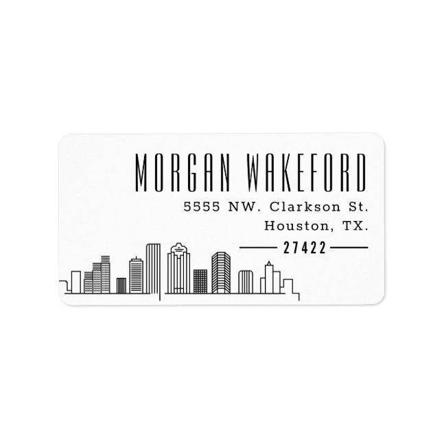 Houston Stylized Skyline Large Address Label Adressaufkleber (Vorne)