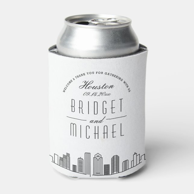Houston Stylized Skyline | Wedding Can Cooler Dosenkühler (Kanne Vorderseite)