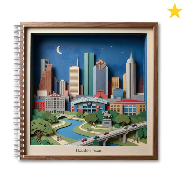 Houston Texas America Layered Paper Art Diorama Notizbuch (Von Creator hochgeladen)