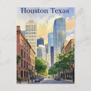 Houston Texas Aquarell Postkarte