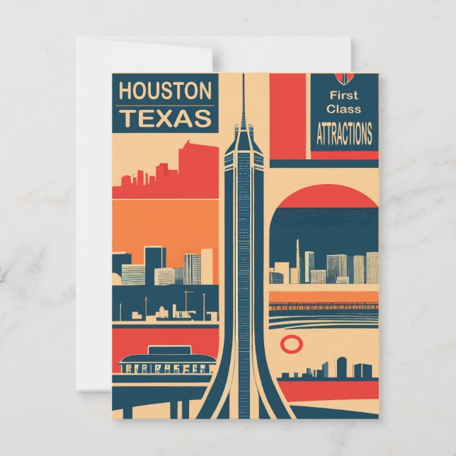 Houston Texas Art Deco Einladung (Vorderseite)