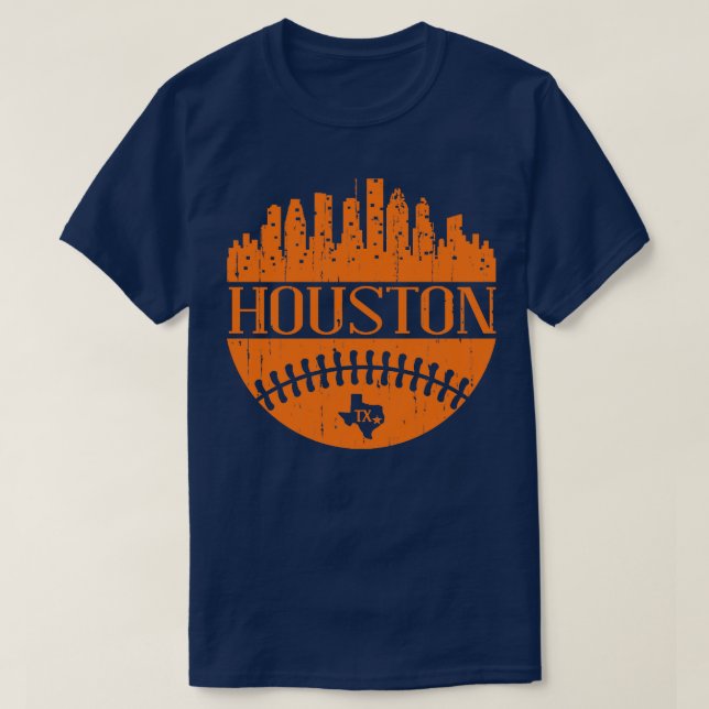 Houston Texas Baseball City Skyline City Retter T-Shirt (Design vorne)