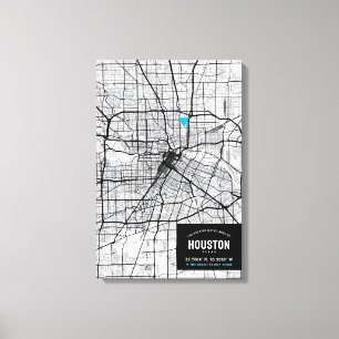 Houston, Texas City Map + Ihre Lage markieren Leinwanddruck