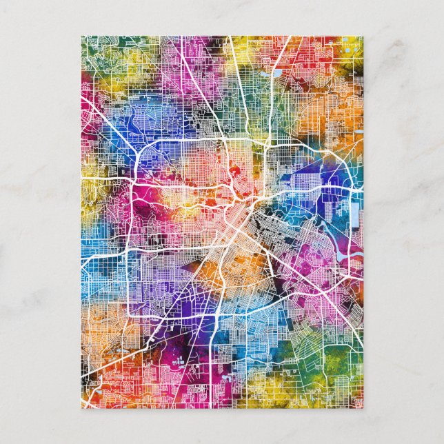 Houston Texas City Map Postkarte (Vorderseite)