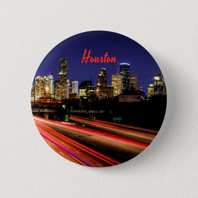 Houston Texas City Skyline Button (Vorderseite)