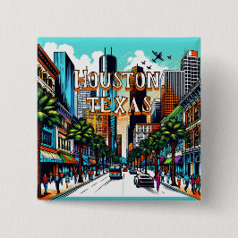 Houston, Texas Downtown Abstrakte Kunst Button