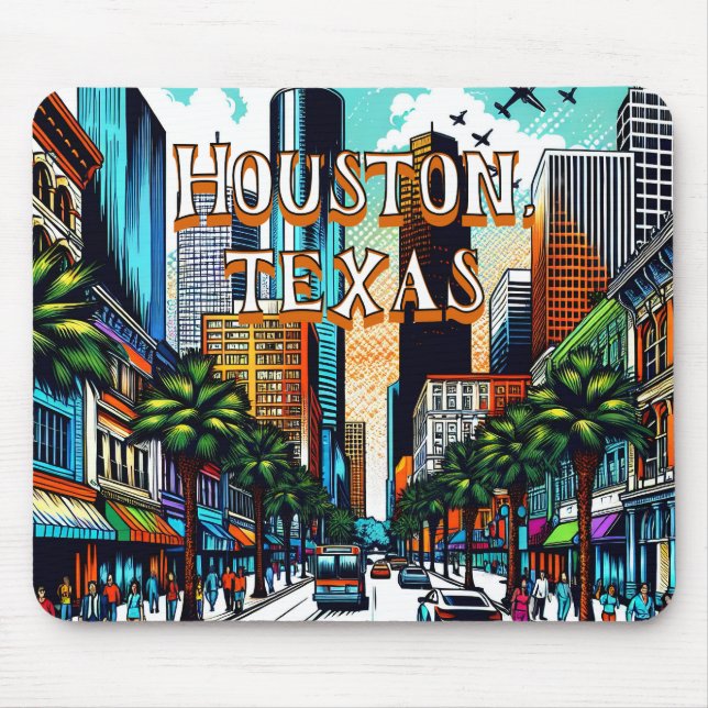 Houston, Texas Downtown Abstrakte Kunst Mousepad (Vorne)