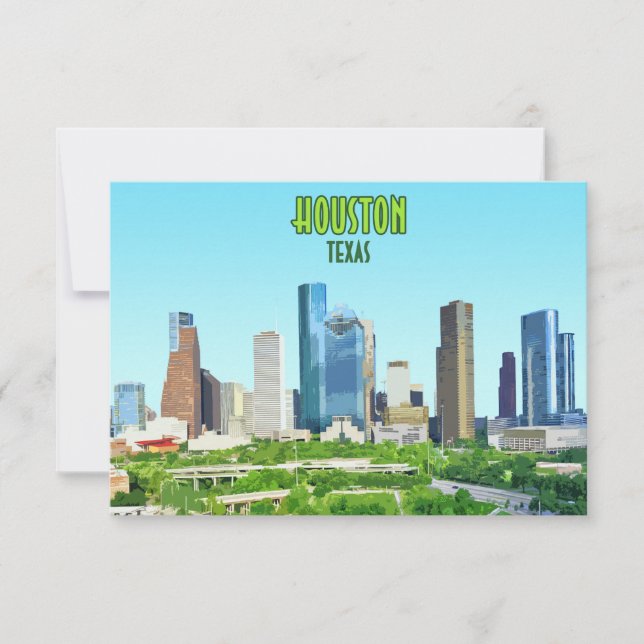 Houston Texas Downtown Vintag Flat Card (Vorderseite)