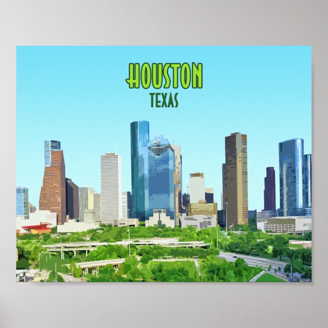 Houston Texas Downtown Vintag Poster (Vorne)