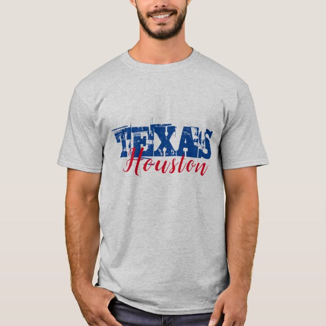 Houston Texas Dual Schriftart T-Shirt (Vorderseite)