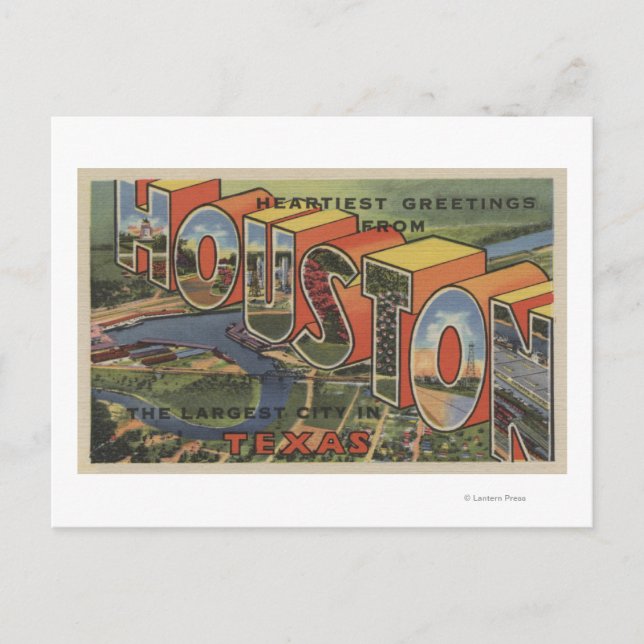 Houston, Texas - Große Buchstabenszenen 2 Postkarte (Vorderseite)