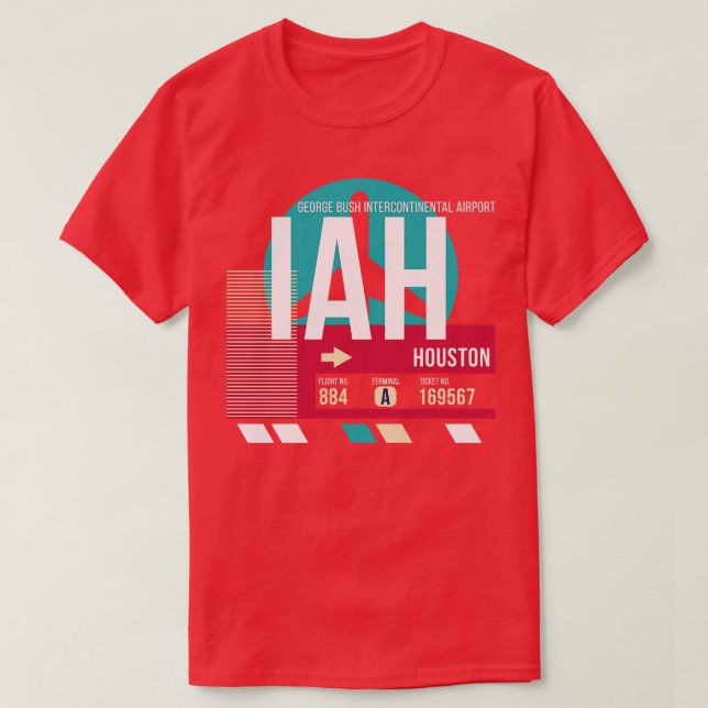 Houston Texas IAH Airport Code Gepäckmarke T-Shirt (Design vorne)