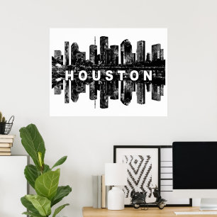 Houston, Texas in schwarzer Tinte Poster