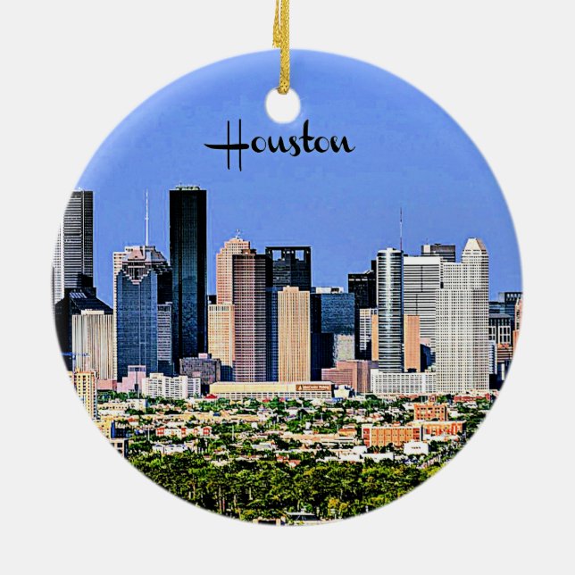 Houston, Texas, landschaftliches Stadtbild Foto Keramik Ornament (Hinten)