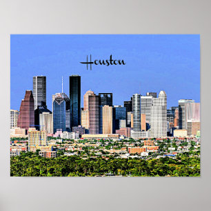Houston, Texas, landschaftliches Stadtbild Foto Poster