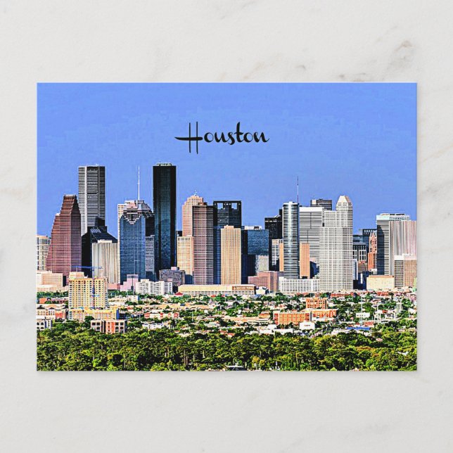 Houston, Texas, landschaftliches Stadtbild Foto Postkarte (Vorderseite)