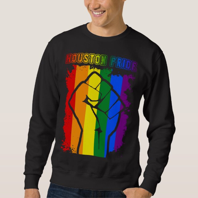Houston Texas LGBT Pride Month LGBTQ Rainbow Flag Sweatshirt (Vorderseite)