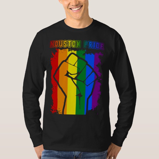 Houston Texas LGBT Pride Month LGBTQ Rainbow Flag T-Shirt (Vorderseite)