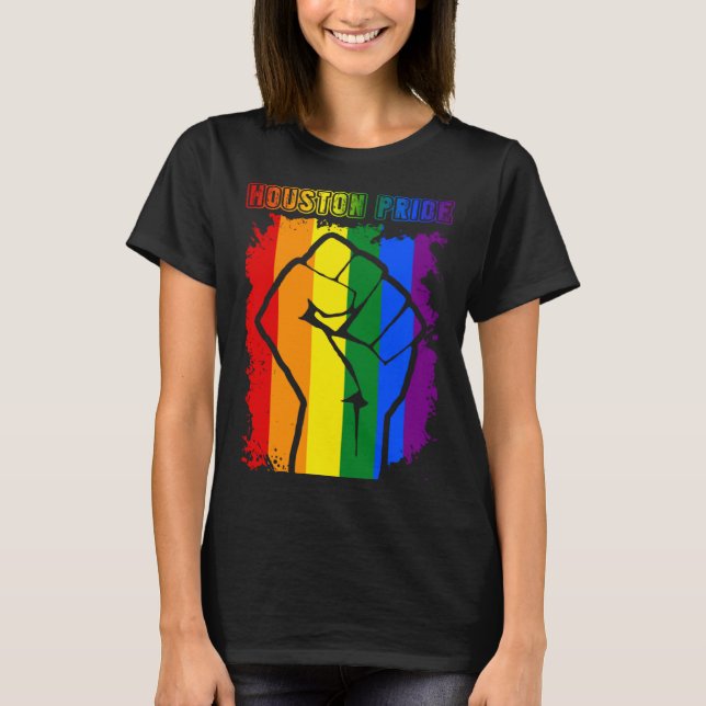 Houston Texas LGBT Pride Month LGBTQ Rainbow Flag T-Shirt (Vorderseite)