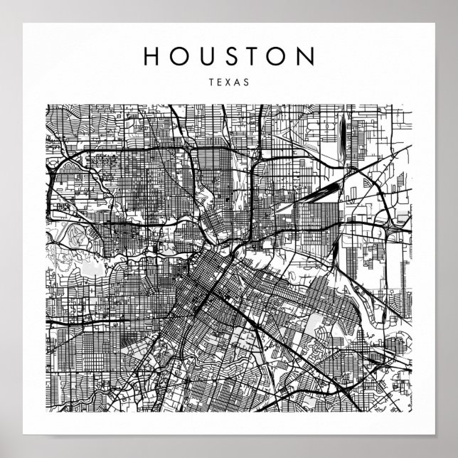 Houston Texas Minimal Modern Street Map Poster (Vorne)