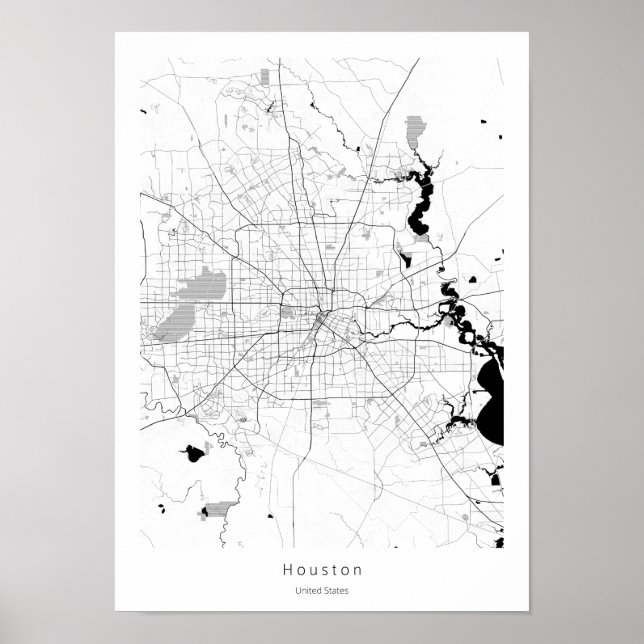 Houston Texas Modern Minimal City Map Poster (Vorne)