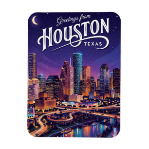 Houston Texas Nacht Skyline Texas Magnet