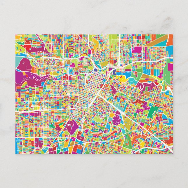 Houston, Texas | Neon Map Postkarte (Vorderseite)