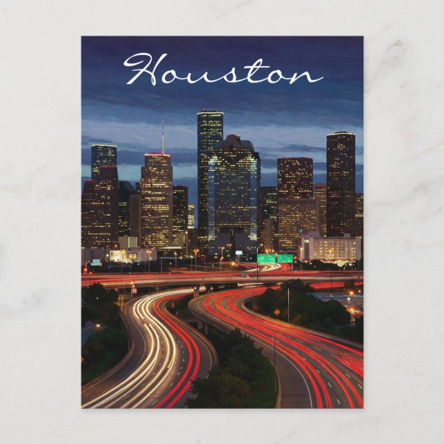 Houston Texas Night Postcard Postkarte (Vorderseite)
