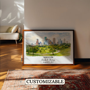 Houston Texas Poster, Aquarell, Maßgeschneidert Poster