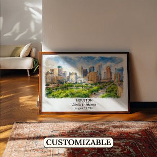 Houston Texas Poster, Aquarell, Maßgeschneidert Poster