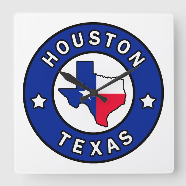 Houston Texas Quadratische Wanduhr (Vorderseite)